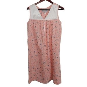 Moon Dance Women’s Button Embroidered Yoke Duster House Dress Pink Floral Size L